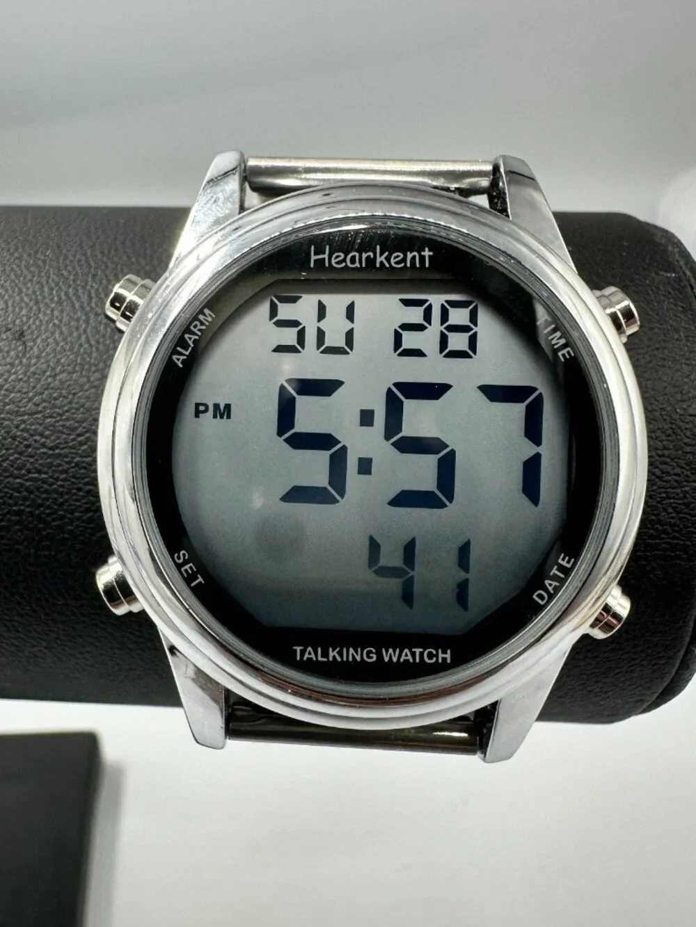 Hearkent Talking Digital Watch Women Silver Tone Pink Band New Battery